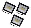 Kit 3 Refletores Led 100w A Prova D Agua Ip66 127/220v Preto Branco-frio