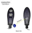 💡 Luminária Pública LED 100W com Base Relé IP66 Branco Frio Bivolt